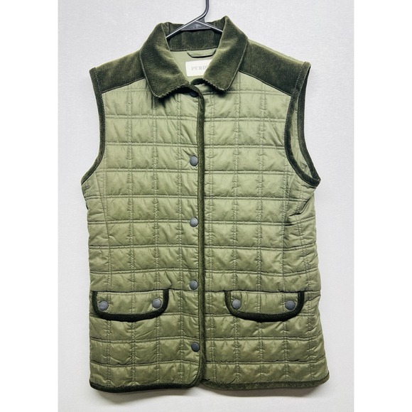 Medium Jackets & Blazers - Purdey Green Quilted Corduroy Collar Hunting Women's Vest Size M